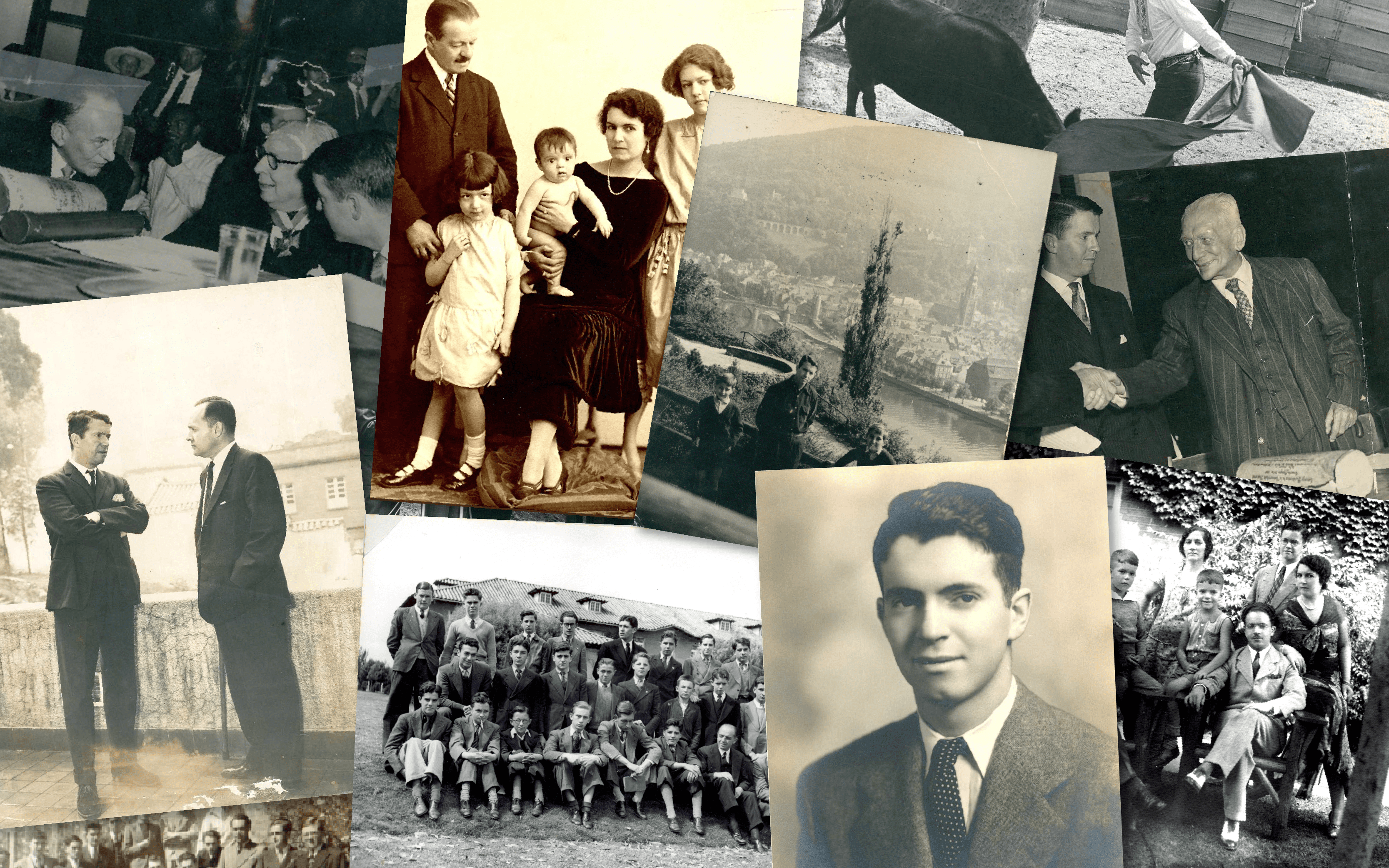 Collage de imágenes de la vida de Mario Laserna