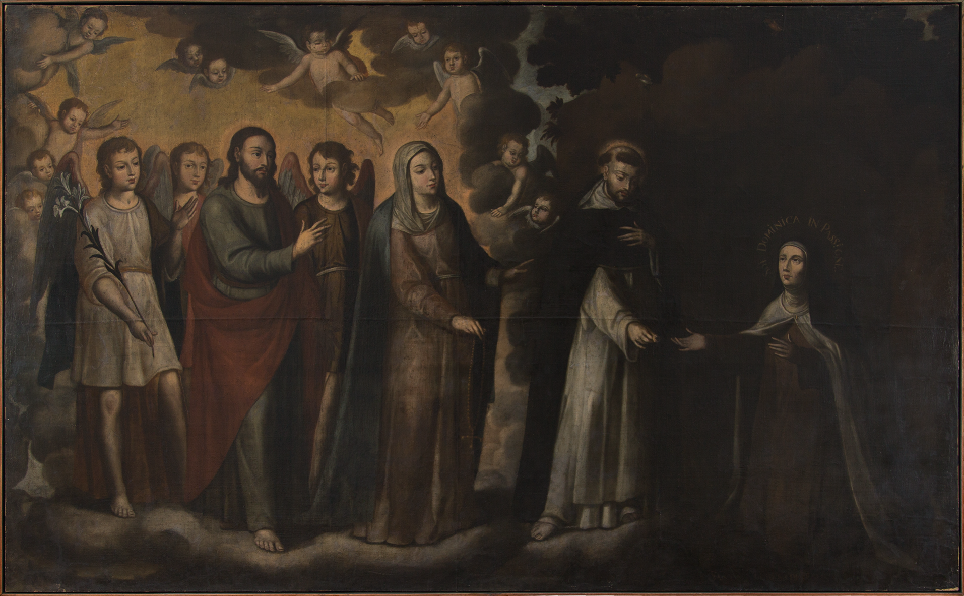 Aparición de Santo Domingo de Guzmán a Santa Teresa, atribuido a Baltasar Vargas de Figueroa, siglo XVII, óleo sobre lienzo